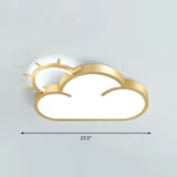Sunrise Cartoon Led Flushmount Ceiling Light For Kids Bedroom Gold / White Sun