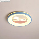 Sunset Round Acrylic Flush Light Fixture With Nordic Led Pink/Blue Mount For Child’s Bedroom