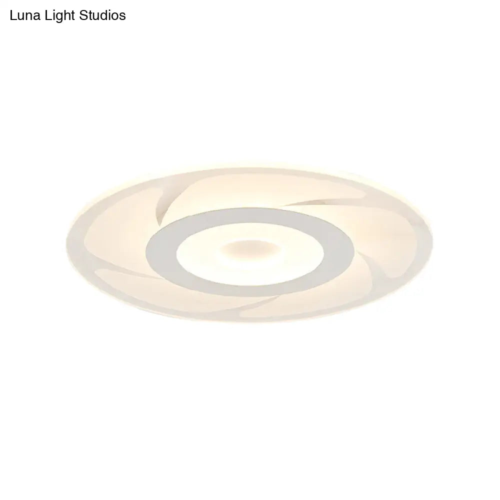 Super Thin Acrylic Windmill Flush Lamp - Modern Style Led Ceiling Mount Light (White/Warm/Inner
