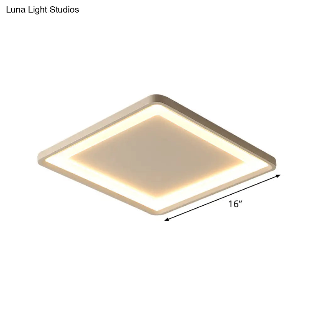 Super Thin Square Aluminum Led Flush Light - 16’/19.5’ Simplicity White Ceiling Mount Fixture