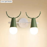 Sweet Cone Child Bedroom Wall Light: Nordic Metal Lamp With Antlers
