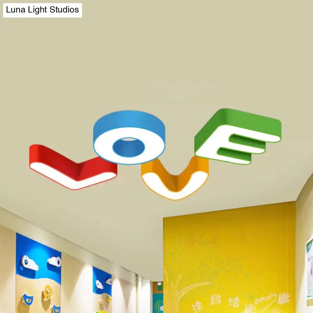 Sweet Letter Led Ceiling Light: Candy-Colored Acrylic Flush Fixture For Girls