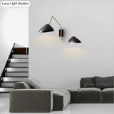Swing Arm Black Wall Sconce: Metal Duckbill Reading Light With 2-Bulb Design