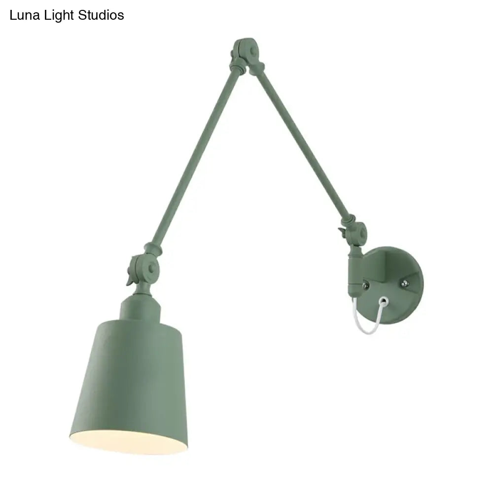 Swing Arm Nordic Metal Wall Sconce - Tapered Task Light For Living Room