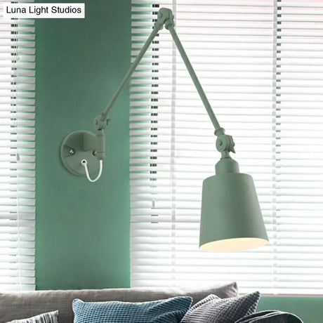 Swing Arm Nordic Metal Wall Sconce - Tapered Task Light For Living Room