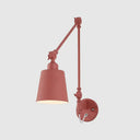 Swing Arm Nordic Metal Wall Sconce - Tapered Task Light For Living Room Red / Hardwired