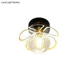 Swirl Crystal Flower Semi Flush Mount Lamp - Minimalist Design With 1/3 Lights Black/Gold Ceiling