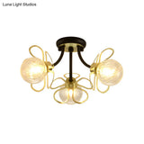 Swirl Crystal Flower Semi Flush Mount Lamp - Minimalist Design With 1/3 Lights Black/Gold Ceiling