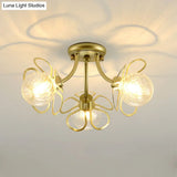 Swirl Crystal Flower Semi Flush Mount Lamp - Minimalist Design With 1/3 Lights Black/Gold Ceiling