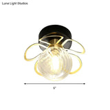 Swirl Crystal Flower Semi Flush Mount Lamp - Minimalist Design With 1/3 Lights Black/Gold Ceiling