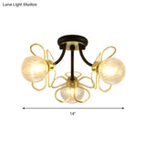 Swirl Crystal Flower Semi Flush Mount Lamp - Minimalist Design With 1/3 Lights Black/Gold Ceiling