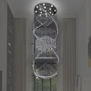 Swirling Crystal Led Ceiling Lamp With 10 Bulbs In Silver