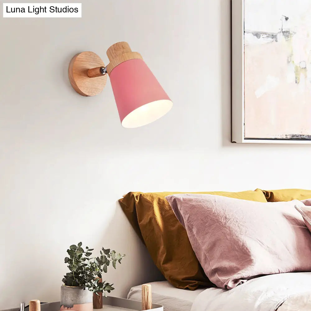 Swivel Macaron Bedside Wall Light Fixture With Metal Shade 1-Bulb Reading