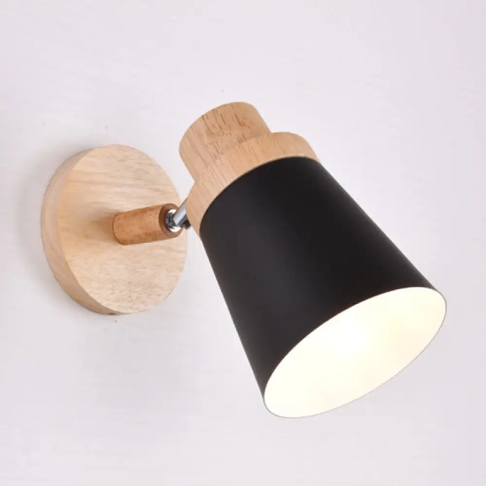 Swivel Macaron Bedside Wall Light Fixture With Metal Shade 1-Bulb Reading Black