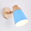 Swivel Macaron Bedside Wall Light Fixture With Metal Shade 1-Bulb Reading Blue