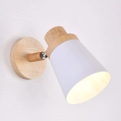 Swivel Macaron Bedside Wall Light Fixture With Metal Shade 1-Bulb Reading White