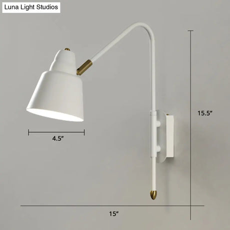 Swivel Shade Wall Mount Light - Sleek Metal Bedside Reading Lamp With V-Shaped Arm