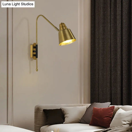 Swivel Shade Wall Mount Light - Sleek Metal Bedside Reading Lamp With V-Shaped Arm
