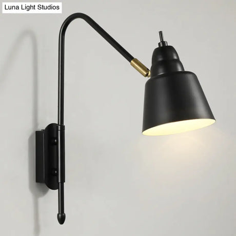 Swivel Shade Wall Mount Light - Sleek Metal Bedside Reading Lamp With V-Shaped Arm