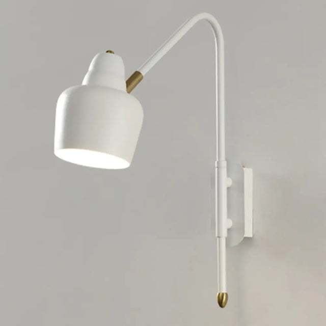 Swivel Shade Wall Mount Light - Sleek Metal Bedside Reading Lamp With V-Shaped Arm White / Cylinder