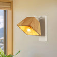 Swivel Trapezoid Wall Lighting Nordic Wooden Terrace Sconce Fixture In Beige - 1 Bulb Wood
