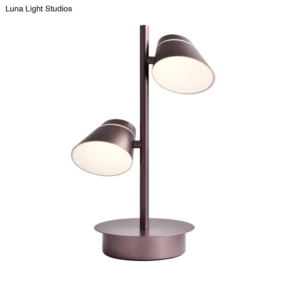 Swivelable Angled Cone Shade Night Lamp - Modern Metal Bedside Table Lighting (Coffee)