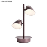 Swivelable Angled Cone Shade Night Lamp - Modern Metal Bedside Table Lighting (Coffee)