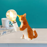 Tabby Cat Table Lamp For Kids - Iron Nightstand Light With Bare Bulb Design Black/Yellow/Blue Yellow