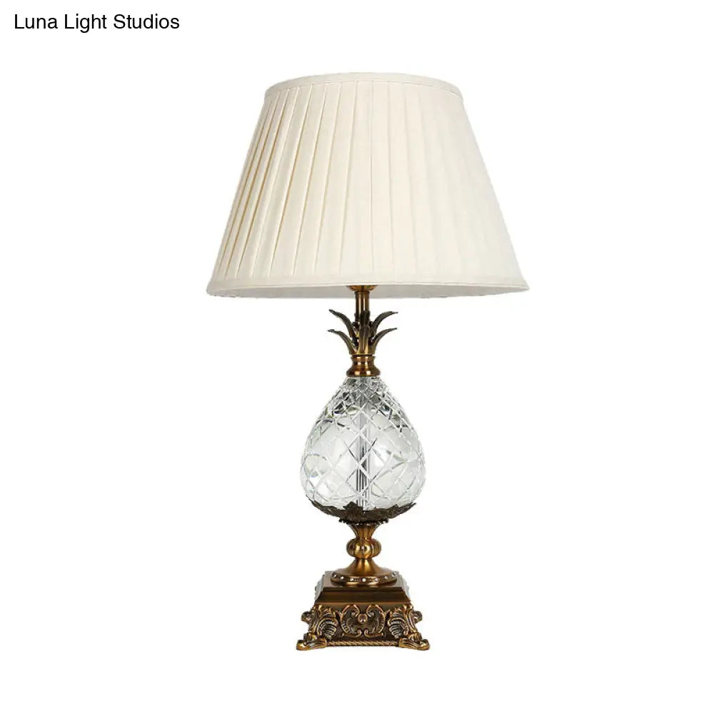 Table Lamp - Countryside Pineapple Clear Crystal Nightlight In White For Bedroom