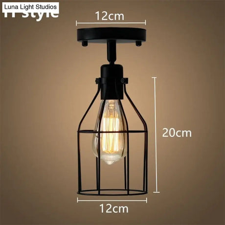 Tamia - Modern Led Ceiling Lights Adjustable Angle Iron Cage Loft Bulb Lamps E27 Industrial Indoor