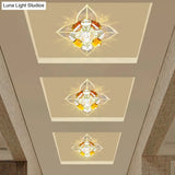 Tan Led Crystal Flushmount Ceiling Lamp – Minimalist Flower Design