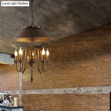 Tapered Classic Metal Chandelier - 5-Light Rust Hanging Light For Dining Room Ceiling