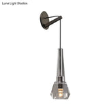 Tapered Crystal Wall Mount Light: Modern Bronze 1-Head Sconce With Dangling Cord