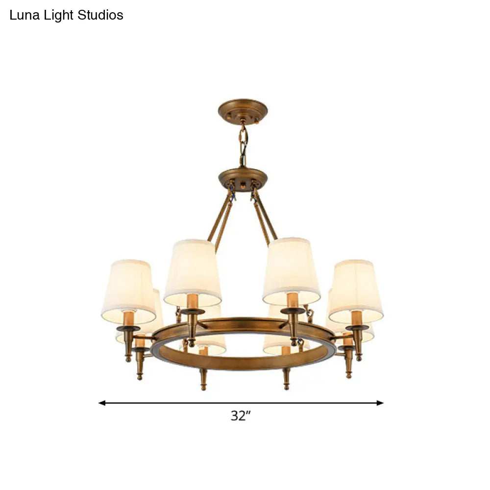 Tapered Fabric Chandelier Ceiling Lamp For Living Room