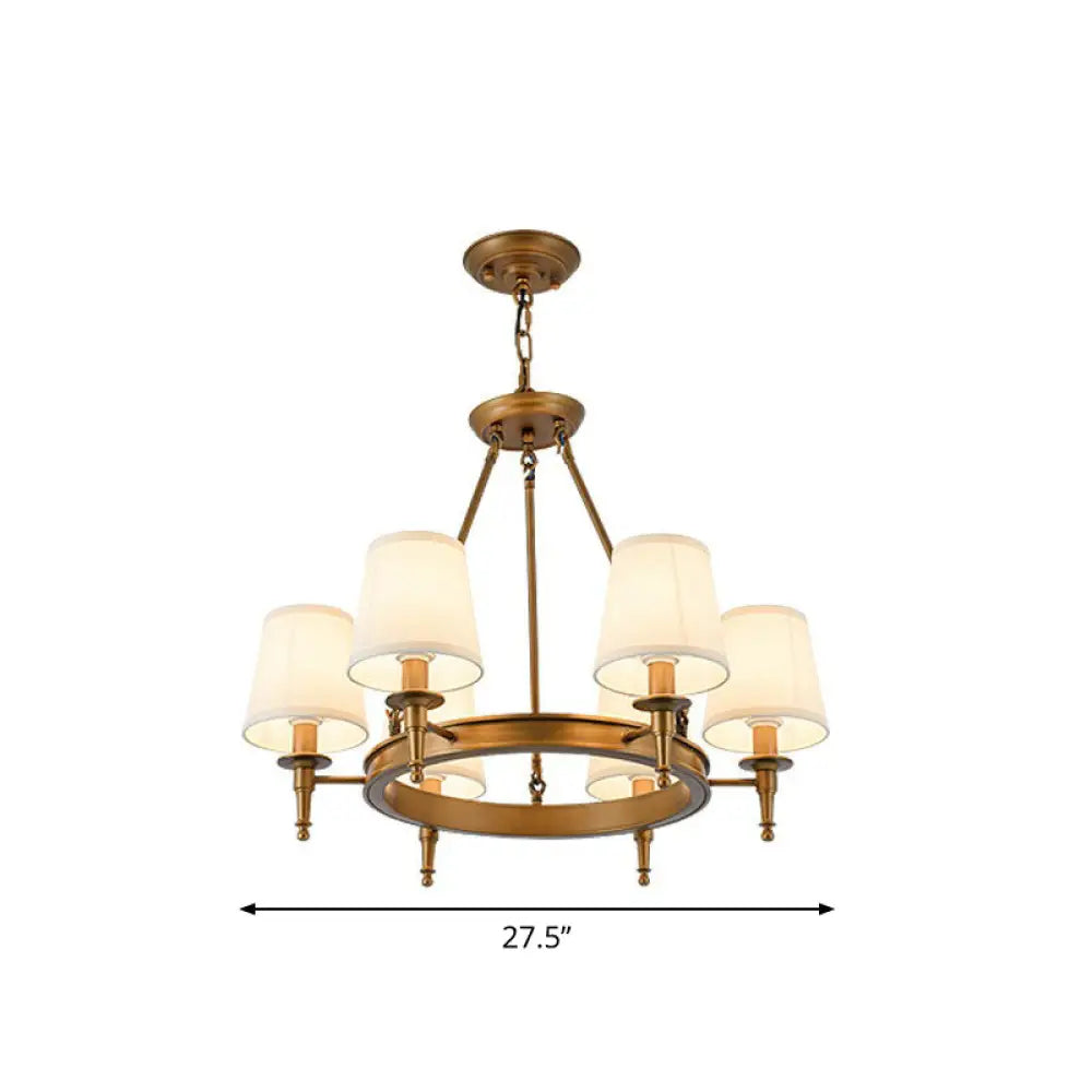 Tapered Fabric Chandelier Ceiling Lamp For Living Room 6 / Bronze