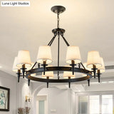 Tapered Fabric Chandelier Ceiling Lamp For Living Room