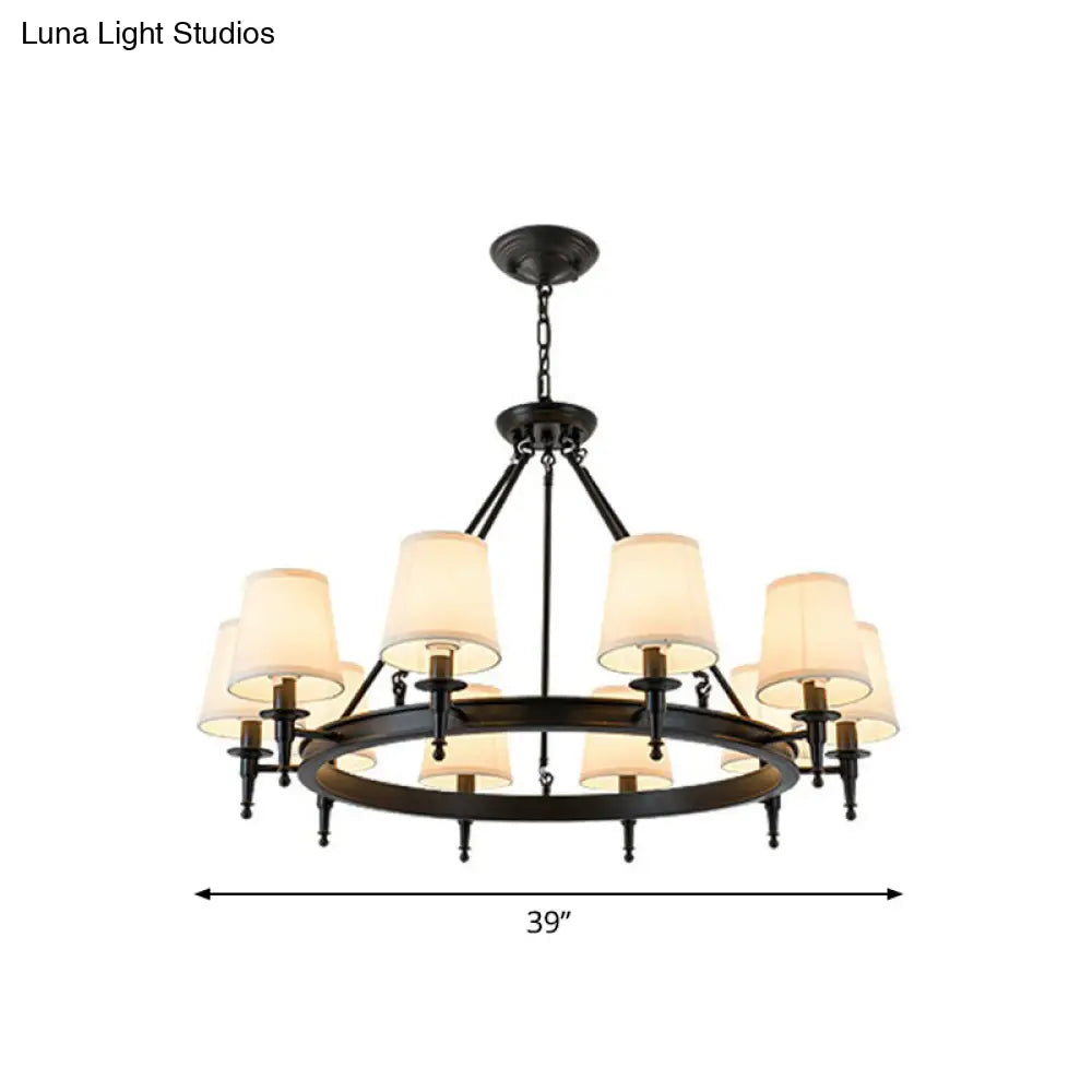 Tapered Fabric Chandelier Ceiling Lamp For Living Room