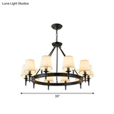 Tapered Fabric Chandelier Ceiling Lamp For Living Room