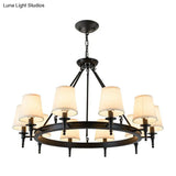 Tapered Fabric Chandelier Ceiling Lamp For Living Room