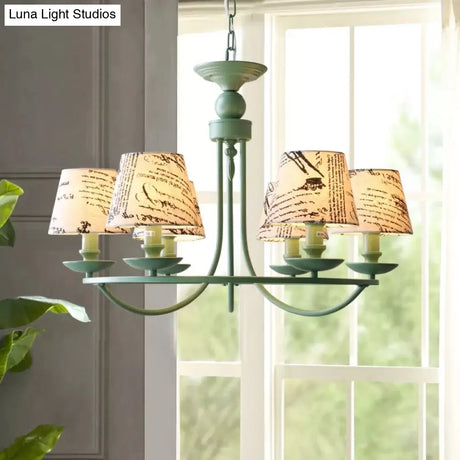 Tapered Green Metal Pendant Light Nordic Style Hanging For Kindergarten