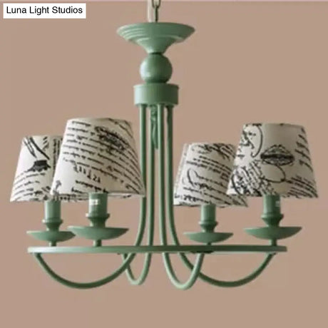 Tapered Green Metal Pendant Light Nordic Style Hanging For Kindergarten