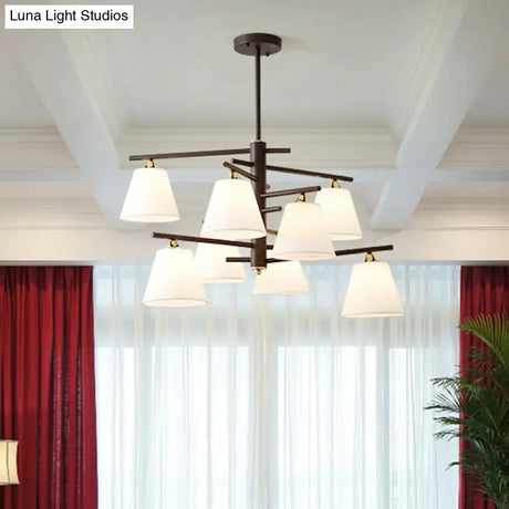 Tapered Hanging Chandelier - Traditional Pendant Light For Living Room With Fabric Shades Available