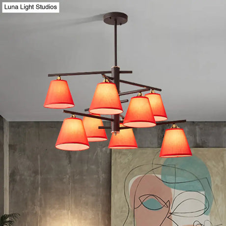 Tapered Hanging Chandelier - Traditional Pendant Light For Living Room With Fabric Shades Available