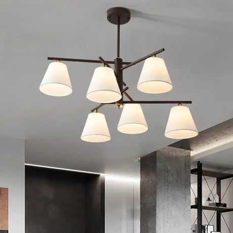 Tapered Hanging Chandelier - Traditional Pendant Light For Living Room With Fabric Shades Available