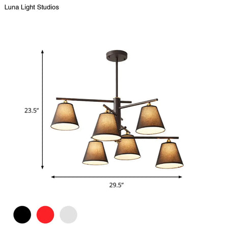 Tapered Hanging Chandelier - Traditional Pendant Light For Living Room With Fabric Shades Available