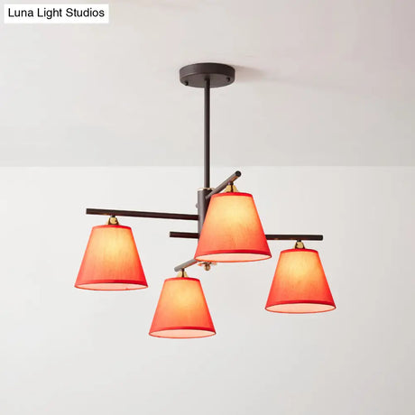 Tapered Hanging Chandelier - Traditional Pendant Light For Living Room With Fabric Shades Available