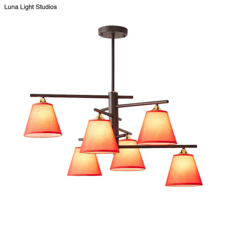 Tapered Hanging Chandelier - Traditional Pendant Light For Living Room With Fabric Shades Available
