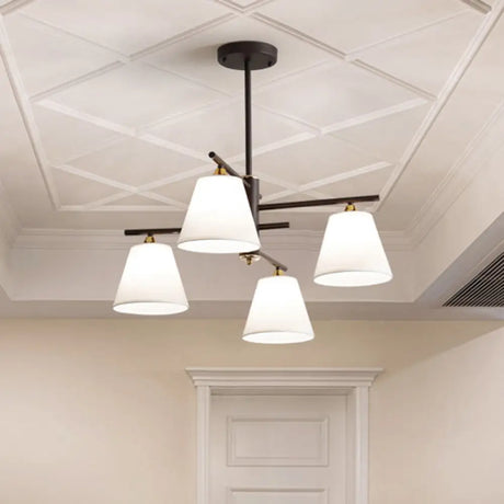 Tapered Hanging Chandelier - Traditional Pendant Light For Living Room With Fabric Shades Available