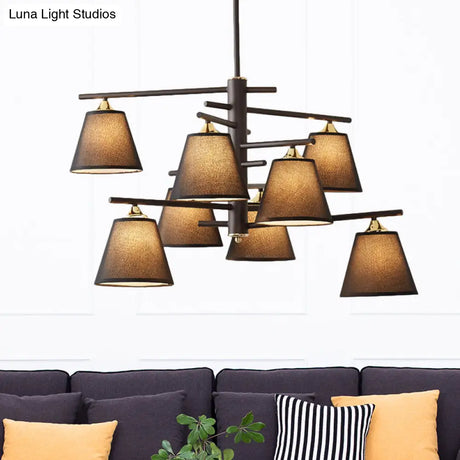 Tapered Hanging Chandelier - Traditional Pendant Light For Living Room With Fabric Shades Available