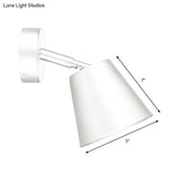 Tapered Led Bathroom Wall Sconce - Minimalist Metal Design 1 Head White/Chrome